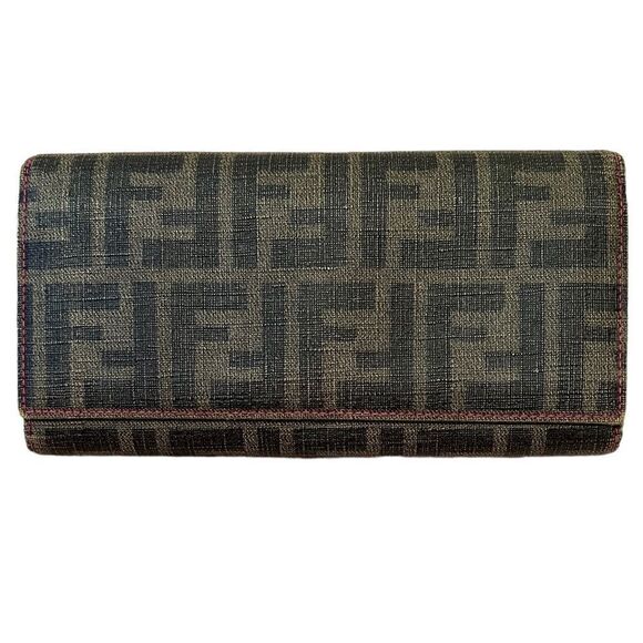 Fendi Zucca Long Brown Trifold Wallet - Picture 1 of 11